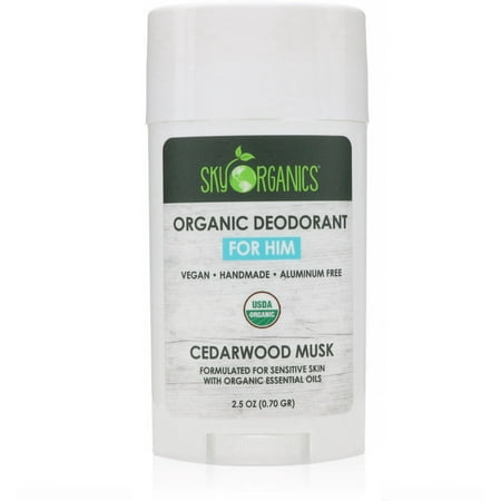 Sky Organics  Organic Deodorant for Men by Sky Organics - Cedarwood Musk -100% Natural Antiperspirant- Alu 1  (Best Natural Organic Deodorant)