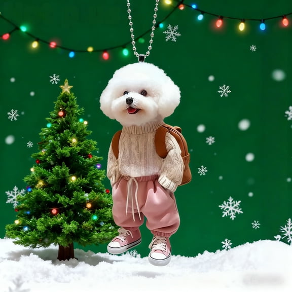 Euaioeiu Cute Teddy Dog Car Backseat Backpack Hanger, Acrylic Keychain Pendant for Purse Luggage Bag, 3.5 Inch Cute Poodle Decor, Gift for Dog Lovers, Car Mirror Ornament Travel Accessory