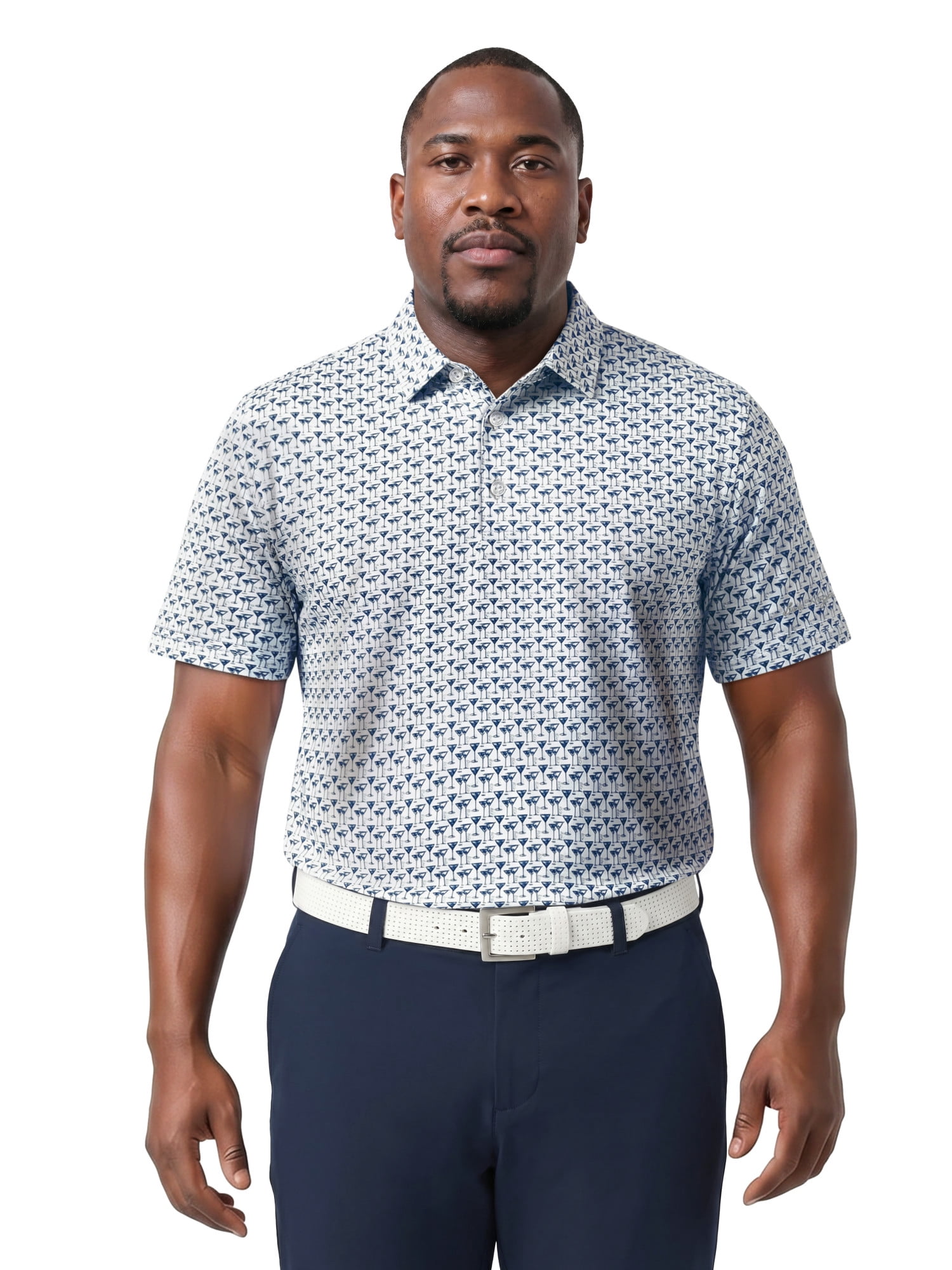 Ben Hogan Performance Men’s & Big Men's All-Over Martini Print Short Sleeve Golf Polo Shirt, Sizes S-4XLT