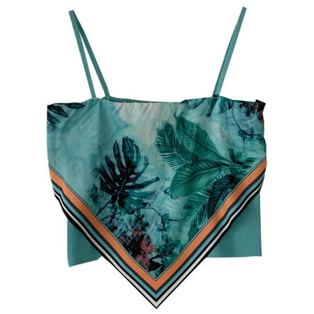 

Women Spaghetti Strap Tube Top Boho Paisley Leaf Backless Slim Bandeau Camisole