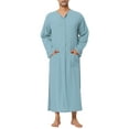 thumbnail image 1 of CAMISA DE NOCHE CHIC INSPIRE para Hombres de Algodón, Color Sólido, Cierre de Botón, 2 Bolsillos, Talla 2XL, Azul Claro, 1 of 6