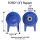 thumbnail image 3 of Boilet Repairs Korky 2022BP TOTO Flapper, 3 pulgadas, azul, EE. UU., 3 of 3