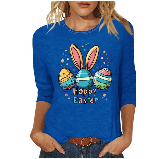Camisetas Casuales de las Mujeres Impresas 3/4 Manga Cuello Redondo Blusa, Moda Ligera Superior para el Hogar Y el Uso Diario, Cómoda Imitación de la Tela Del Estante