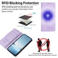 thumbnail image 6 of For Samsung Galaxy A16 5G Flip Phone Case,Anti-Scratch PU Leather Flip Cover,Elegant Peony Emboss,With Card Holder,Kickstand,Magnetic Closure,Shockproof Non-Slip Durable Phone Case,Purple, 6 of 10