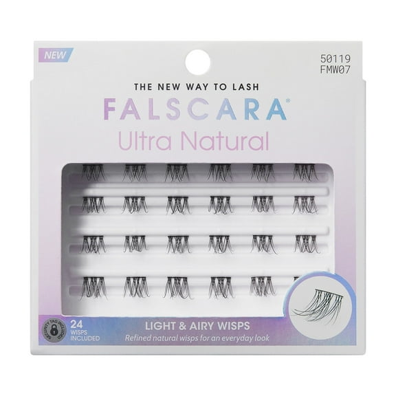 KISS FALSCARA Ultra Natural False Eyelashes, Light & Airy Lash Extensions, 24 Lash Clusters