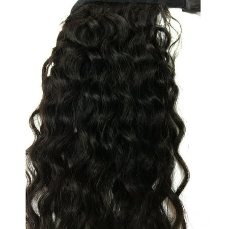 Clip in Hair Extensions Wrap Around Ponytail Long Curly Hairpiece for Women- Black