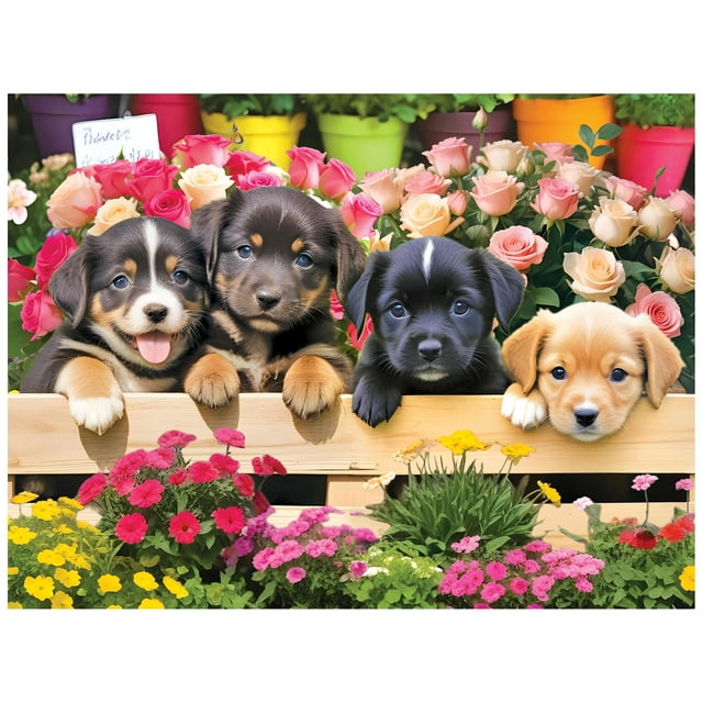 RoseArt - Kodak Premium 350-Piece - MARKET PUPPIES - Adult Interlocking Puzzle
