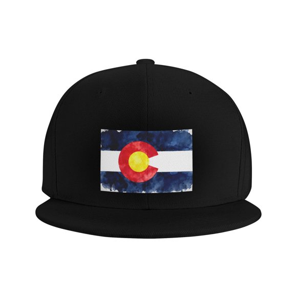 Flat Bill Visor Classic Snapback Hat Colorado Print Adjustable Baseball Cap for Men Women Black