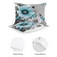 thumbnail image 3 of 3 Pieces Twin XL Quilt Set,Blue White Daisy Butterfly Soft Bedding Sets with 1 Quilt & 2 Pillow Shams,Floral on Gray Background Summer Bedspread Lightweight Coverlet Comforter, 3 of 4