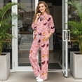 thumbnail image 3 of Xixirimido Roosters Floral Pink Print Lounge Sets for Women Sweatsuits 2 Piece Fall Winter Fashion Outfits Long Sleeve Sweatshirt Wide Leg Sweatpants Set Oversized Tracksuit, X-Large, 3 of 7