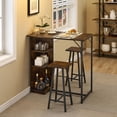 thumbnail image 3 of 3 Piece Bar Table Set with 2 Stools and 3 Storage Shelves, Counter Height Dining Table, Footrest for Kitchen, Dining Room, Apartment, Home Bar, 3 of 7
