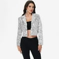 thumbnail image 6 of Women's Sequin Cropped Blazer Long Sleeve Sparkly Open Front Jacket - Large, Silver, 6 of 7