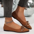 thumbnail image 5 of BRGZLK Women's Loafers Summer Plus Size Casual Versatile Breathable Comfortable Metal Chain Pointed Flat Shoes Soft Sole Slip-On Flats for Women Brown 6.5, 5 of 5