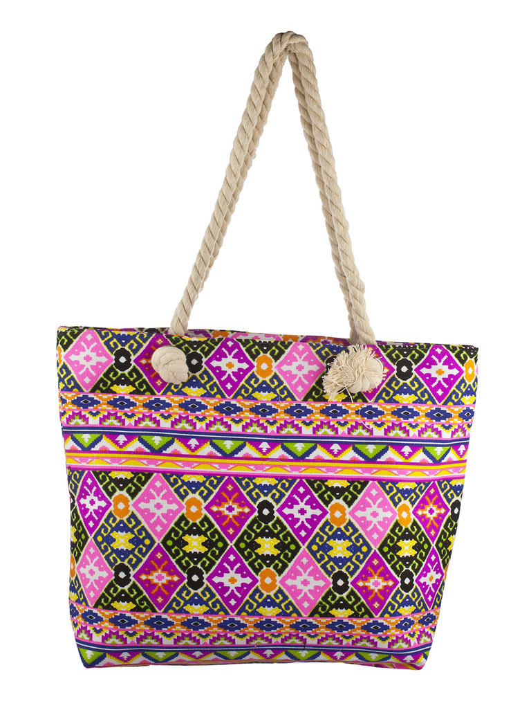 Lux Accessories Lux Accessories Womens Zip Up Beach Bag Aztec Multi ...
