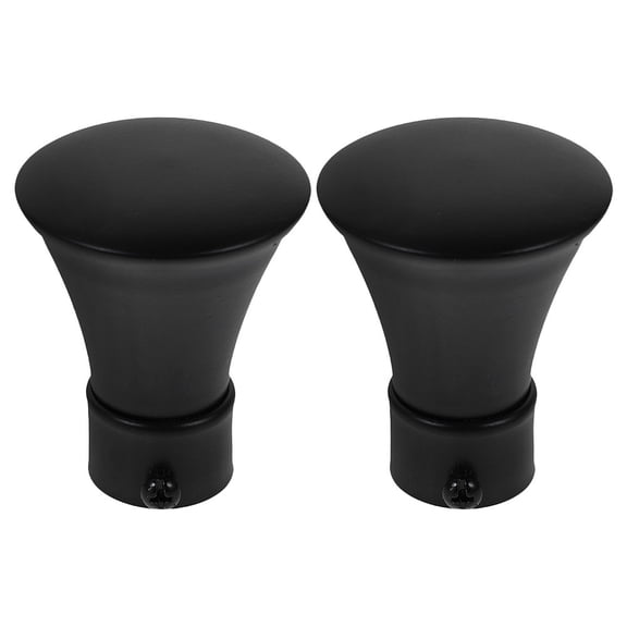 SEWCHICS 2-Pack Black Metal Curtain Rod Finials Decorative End Caps for Easy and Quick Installation