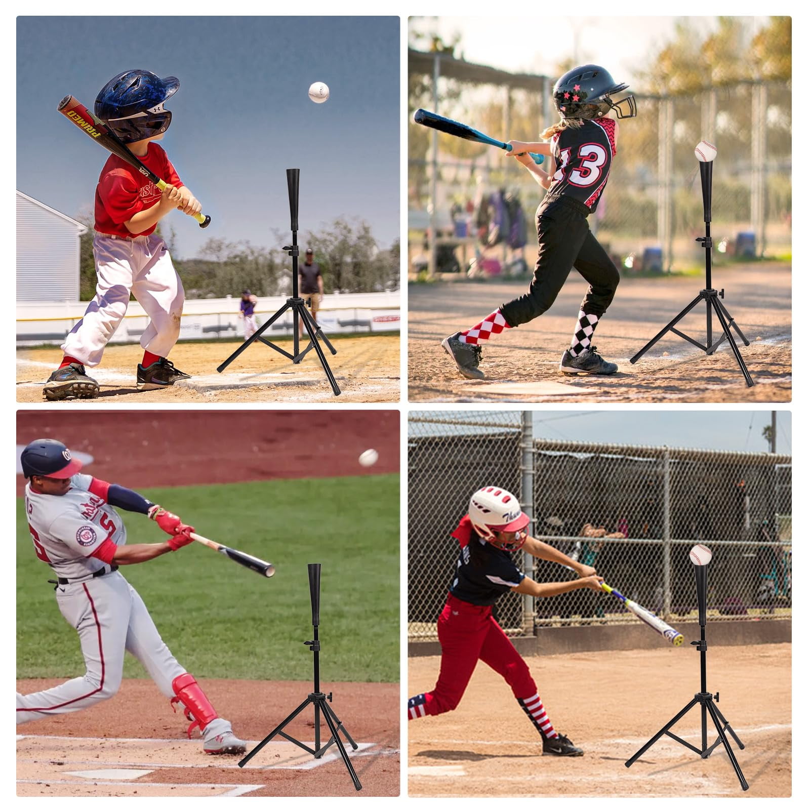 Cyfie Adjustable Baseball Batting Tee, T Ball Stands Hitting Equipment Practice Training, 29.5in-44.5in,Deal on Sale Clearance