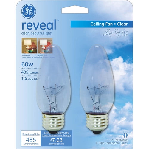 GE Reveal 60Watt Crystal Clear Blunt Tip Medium Base Incandescent