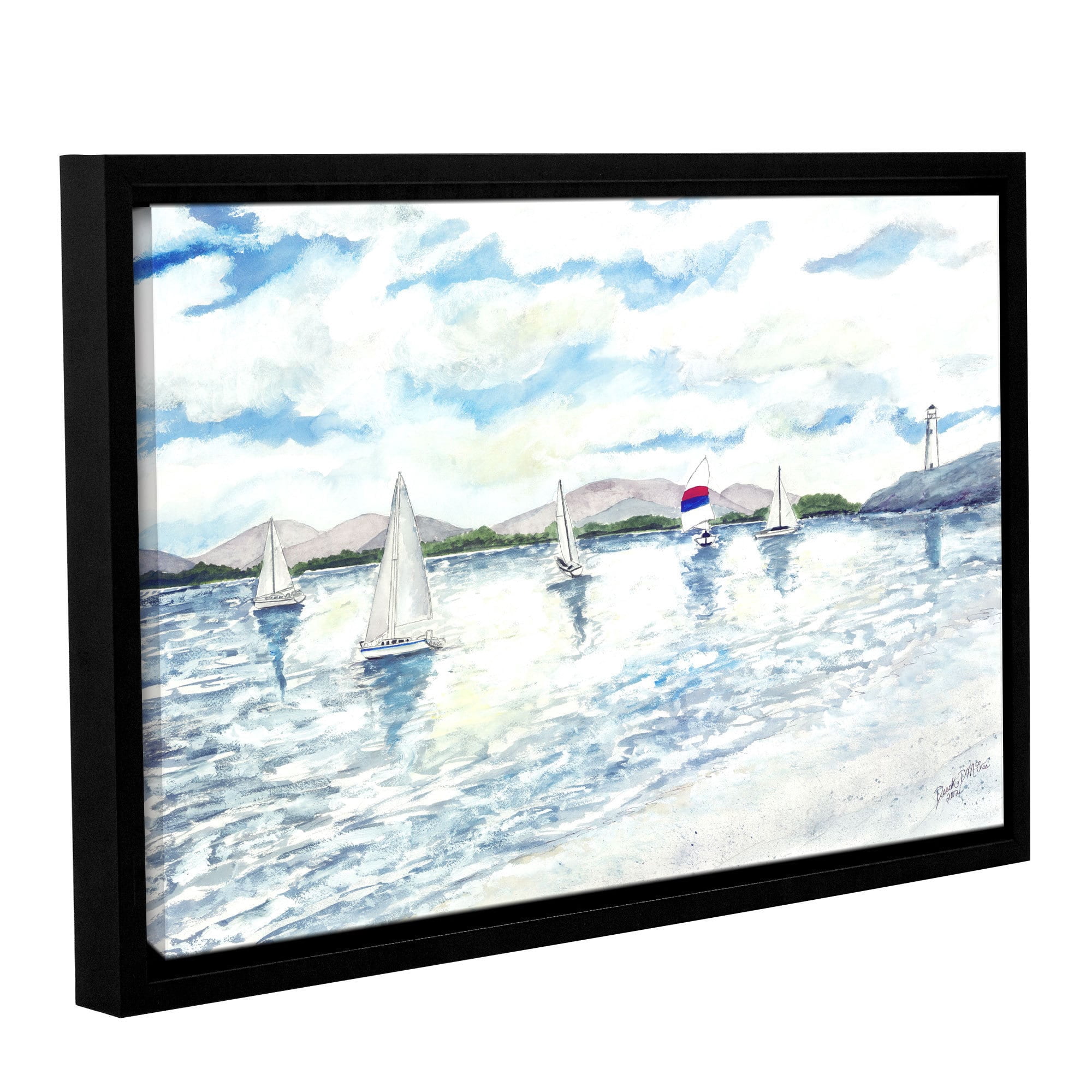 ArtWall Derek Mccrea "Sailboats 2" Gallery-wrapped Floater-framed Canvas