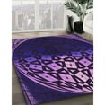 thumbnail image 3 of Ahgly Company Machine Washable Indoor Round Transitional Dark Orchid Purple Area Rugs, 6' Round, 3 of 7