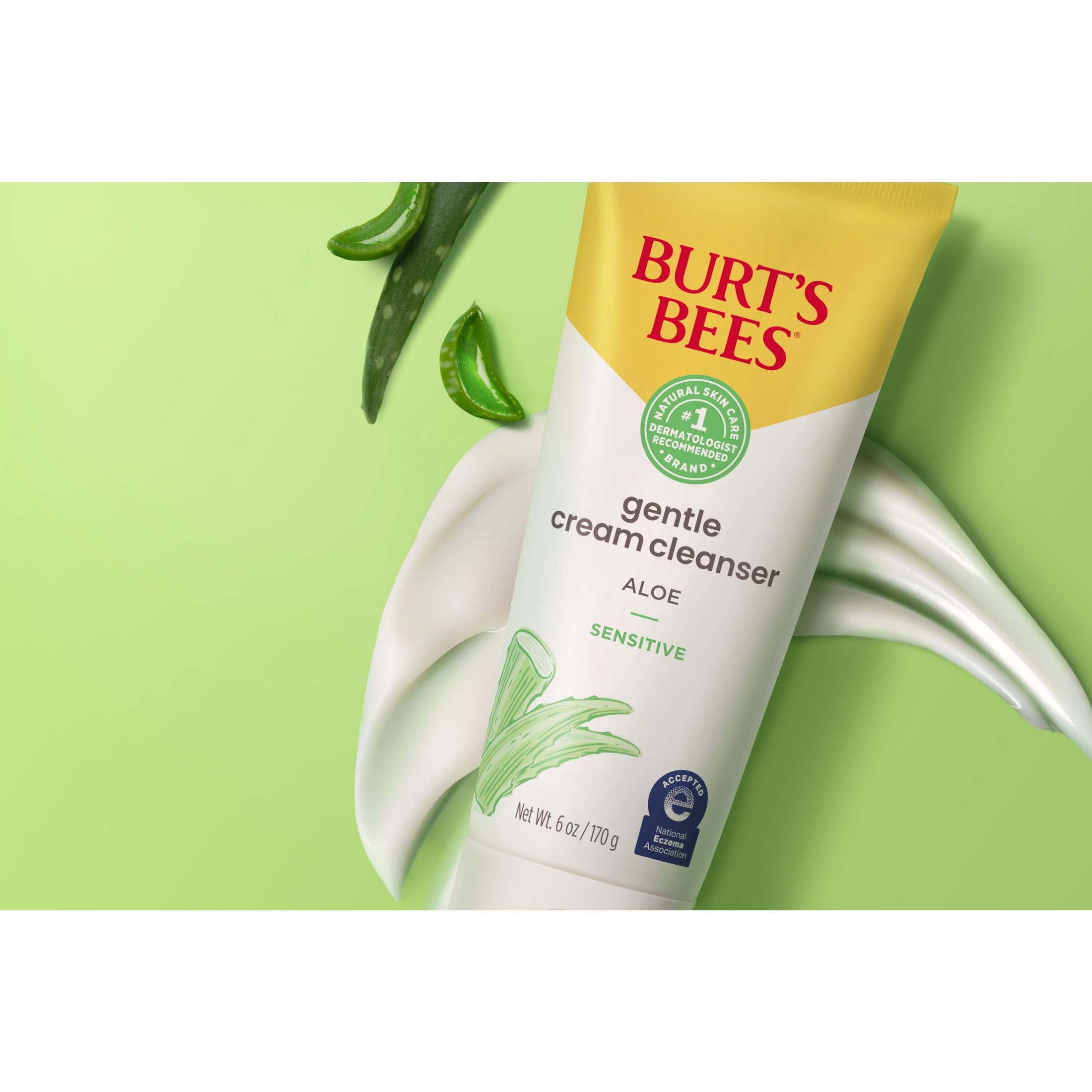 Burt's Bees Gentle Cream Cleanser with Aloe for Sensitive Skin, 98.9% Natural Origin, 6 Ounces Burt's Bees Gentle Cream Cleanser with Aloe for Sensitive Skin, 98.9% Natural Origin, 6 Ounces