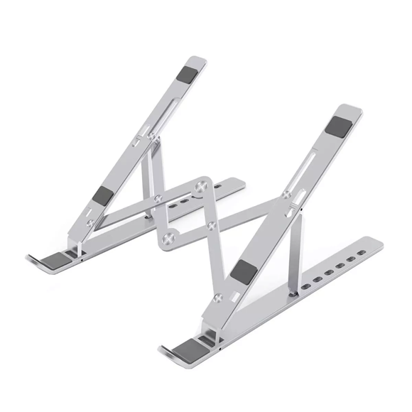 Base Soporte Laptop Aluminio Plegable Portátil Y Ajustable, Plata