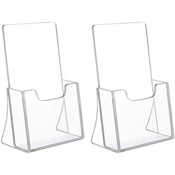 HIIMIEI 2 Pack 4 inch Wide Acrylic Brochure Holders for Pamphlets, Cards, Brochures, Magazines