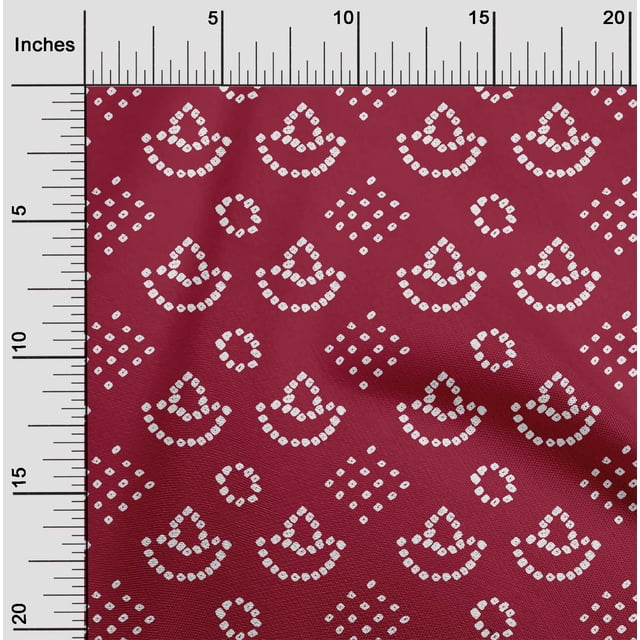 oneOone Georgette Viscose Carmin Rouge Tissu Ethnique Bandhani Robe Tissu Tissu Imprimé par la Cour 42 Pouces de Large