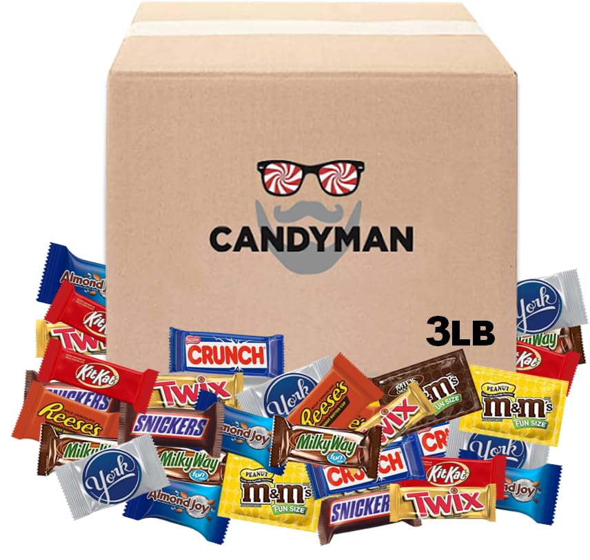CANDYMAN Chocolate Candy Variety Pack - Fun & Mini Size Individually Wrapped Treats, 3 Pound Bag