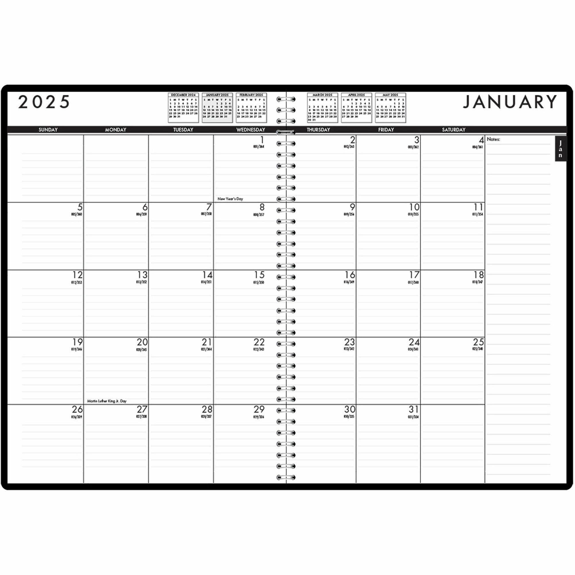 House of Doolittle 2896-32 10 in. x 7 in. 12-Month (Jan-Dec 2026) Daily Appointment Book/Monthly Planner - Black Cover