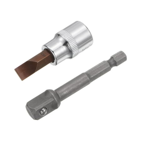 

Uxcell FD8 Slotted Bit Socket 3/8 Square Drive 1.89 Length with Hex Shank Power Drill Adapter