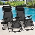 thumbnail image 3 of AmazingForLess Set of 2 Gravity Chair Outdoor Lounge Chair Adjustable Mesh Recline Chairs with Pillow and Cup Holder,Black, 3 of 10