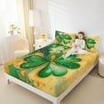 thumbnail image 4 of jejeloiu Four Leaf Clover Bed Sheets,Happy St Patricks Day King Sheets,Modern Fulid Art Sheet Set For Kids,Breathable Home Decor,4-Piece, 4 of 7