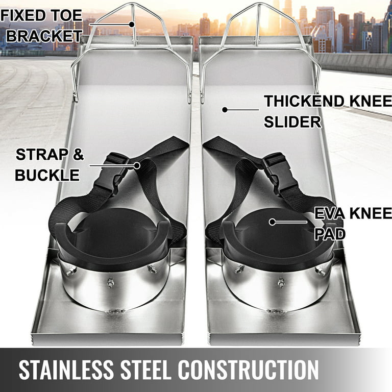 VEVOR Concrete Knee Boards 28 x 8 Slider Knee Boards, Kneeler Board  Stainless Steel Concrete Sliders 2 Pair of Moving Sliders W/ Concrete Knee  Pads