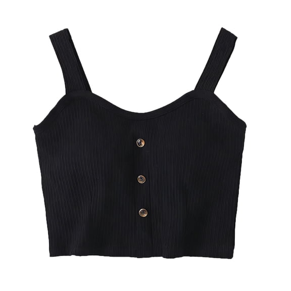 Bixock Women Plus Size Tops,Blouse for Women Solid Color Sleeveless Cropped Button Front Built in Bra Tops
