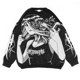 thumbnail image 1 of Suéter de gran tamaño para hombre y mujer, suéter de punto vintage con grafiti de chica de anime Harajuku 2024, jersey de algodón unisex para invierno, ropa de calle, 1 of 2