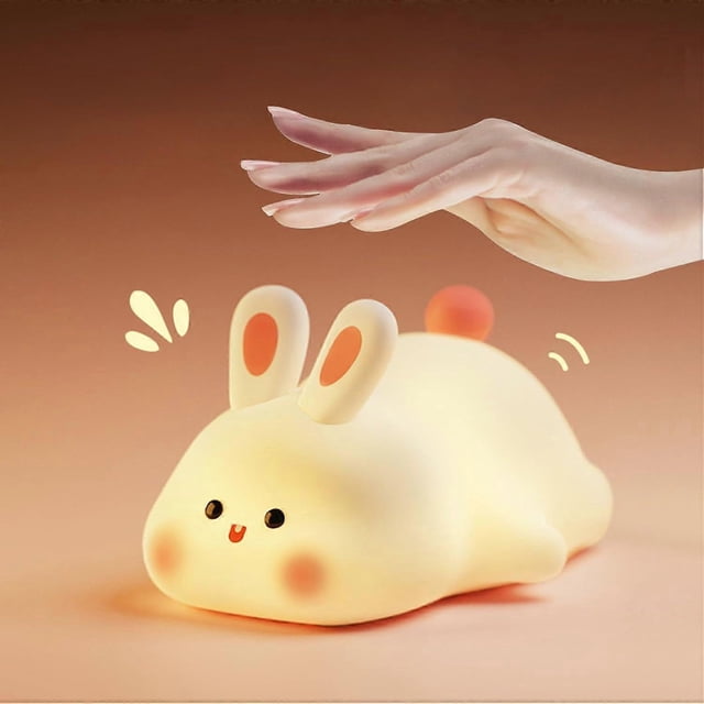 1 pc Rabbit Baby Night Light, USB Rechargeable Bedside Lamp with T
