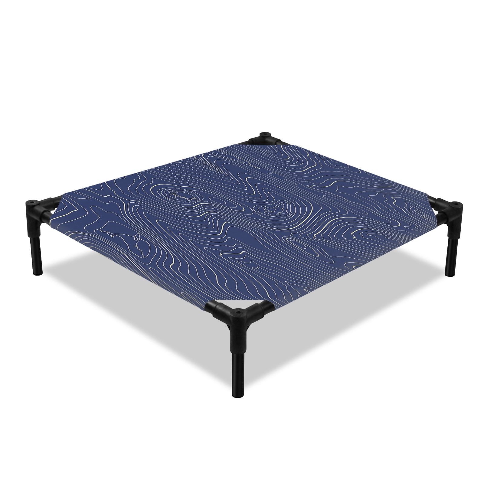 Abstract Style Elevated Dog Bed Purple Simple Line Mountain Range Cooling Breathable Outdoor Raised Dog Cot Bed with Metal Frame Non-Slip Feet for Small Dog 20x20in