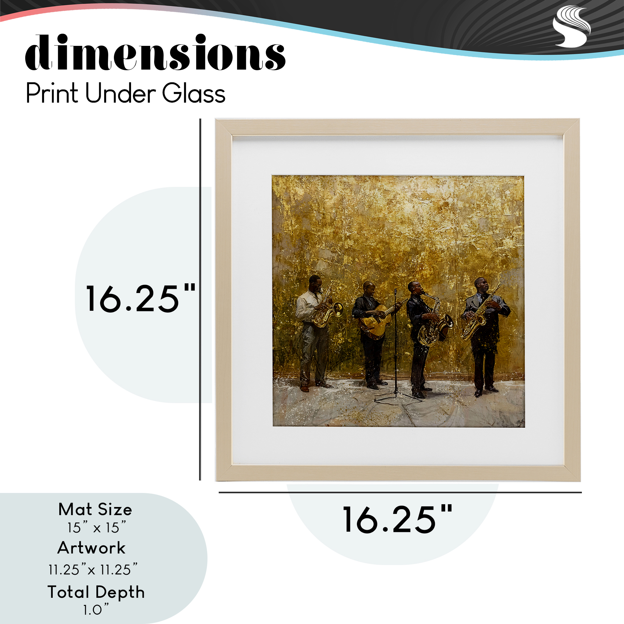 Golden Era Jazz Musicians Birch Framed Print Under Glass, design by Marta Wiley