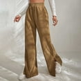 thumbnail image 5 of XFLWAM Women's Corduroy High Waist Y2K Fashion Pants Slit Hem Straight Wide Leg Trousers Brown S, 5 of 8