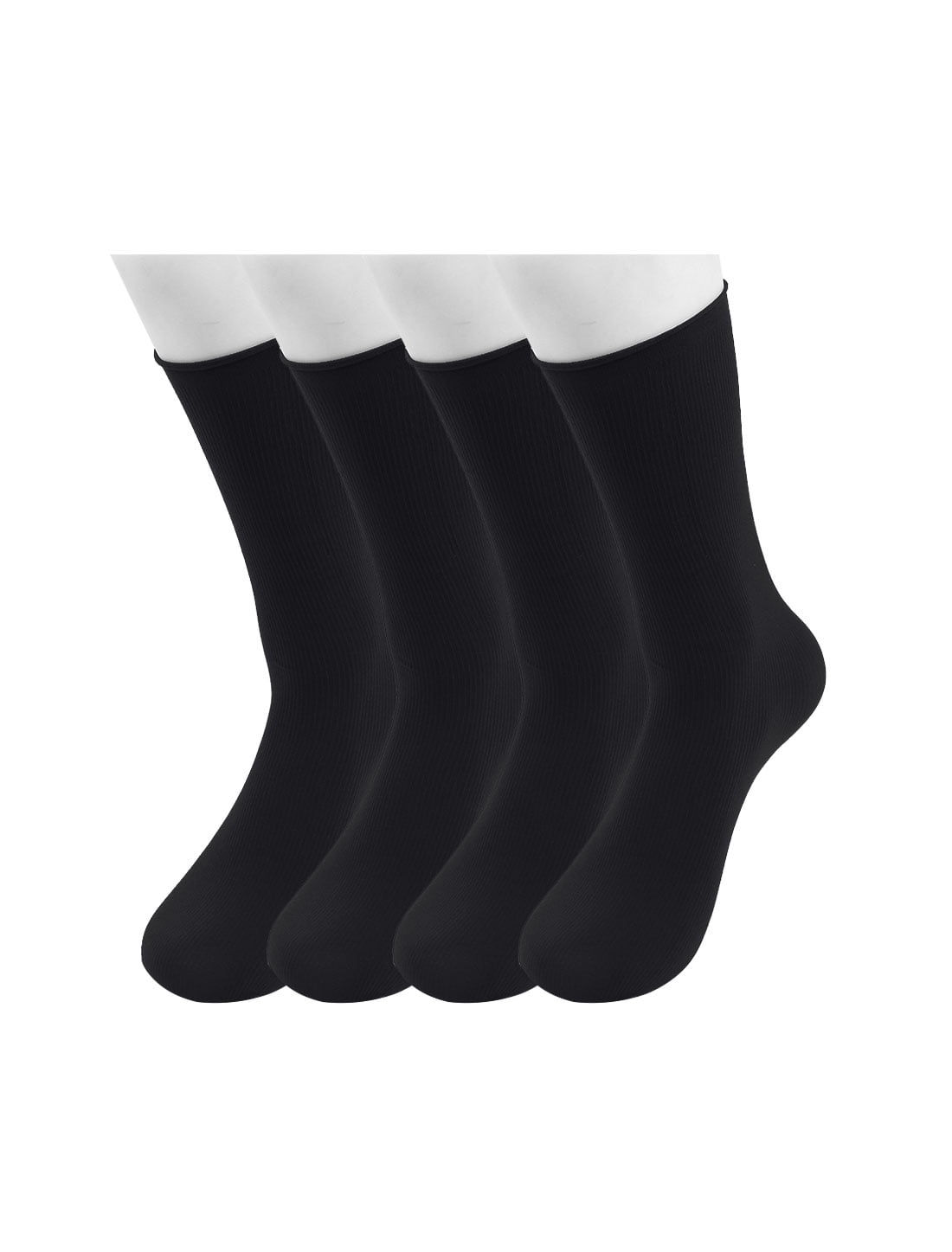 Women Elastic Cuffs Stretchy Ankle High Socks 2 pairs Black 9-11 ...