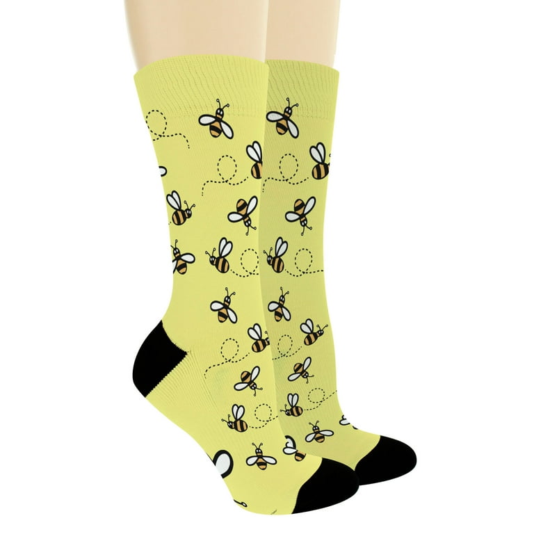 ThisWear Bumble Bee Present Honey Bee Socks Cute Bee Novelty Gifts Bumble  Bee Gifts 1-Pair Novelty Crew Socks 