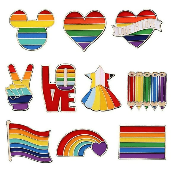 Pack Of 10 Rainbow Pins, Pride Pin, Brooches For Clothing, Pride Badge