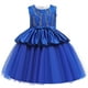 thumbnail image 2 of Vestido Para Niñas, Ropa Para Niñas Pequeñas, Color Sólido, Bordado De Hojas, Hilo De Red, Lazo, Fiesta De Cumpleaños, Vestido De Flores, Vestidos Para Niños, Azul Odeerbi  LM103-8809, 2 of 9