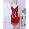 thumbnail image 3 of Zaldita Womens Sequins Tassel Flapper Ballroom Dress Asymmetric Fringe Tango Latin Dance Dress Red One_Size, 3 of 7