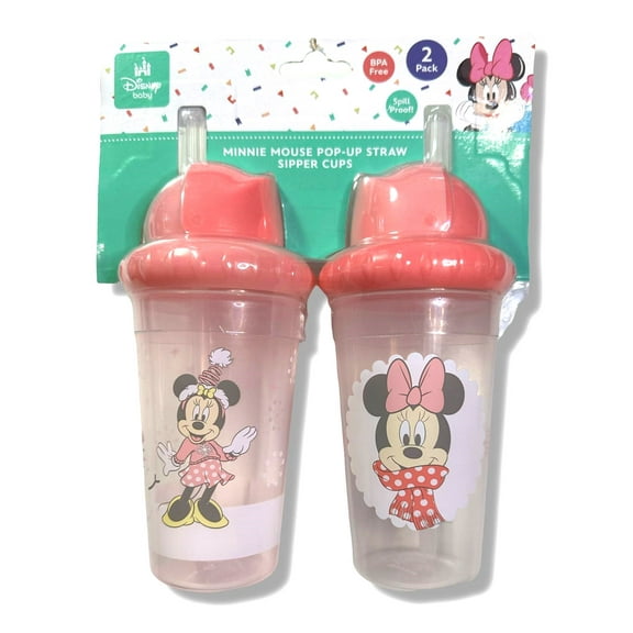 BABY STRAW CUPS 2 PACK - GIRLS 253 - WINTER - DISNEY MINNIE MOUSE-SIPPERS POP-UP
