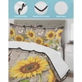 thumbnail image 3 of Twin Quilt Bedding Set, Farmhouse Sunflowers Reversible Summer Quilt 3 Pieces, Rustic Barn Doors Flowers Butterfly Wooden Lightweight Bedspreads Coverlets with 2 Pillow Shams for All Seasons, 3 of 5