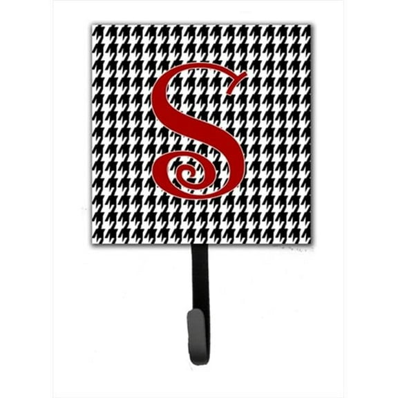 Carolines Treasures Letter S Initial Monogram Houndstooth Black Leash Or Key Hook - 4.25 x 6 in.