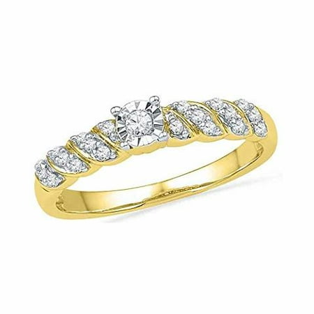 Roy Rose Jewelry 10K Yellow Gold Womens Round Diamond Solitaire Promise Bridal Ring 1/5-Carat tw