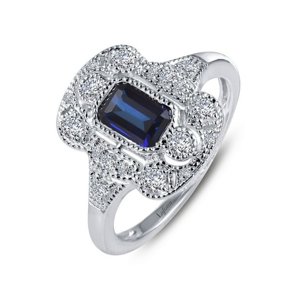 Lafonn Heritage Sterling Silver Platinum Plated Lassire Sapphire Ring (0.99 CTTW)