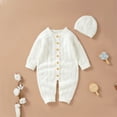 thumbnail image 5 of Otqutp Toddler Clothes Set for Party Boy Girl Solid Knitted Sweater Baby Jumpsuit Romper Cotton Caps Outfits Sets Elastic Waist 2PCS Fall Winter Clothes, 5 of 8